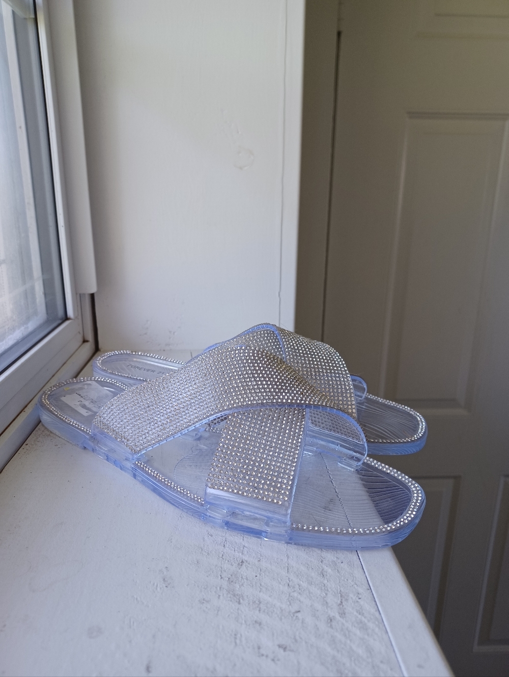 Silver Rhinestone Slide Sandals - Forever 21 - Picture 6 of 8